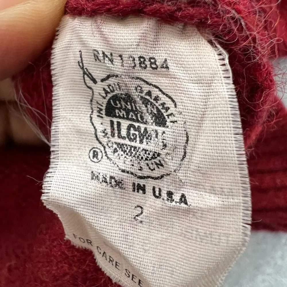 Vtg. Union Made Classic Directions Women's Wool Blend Cable knit Sweater Red USA